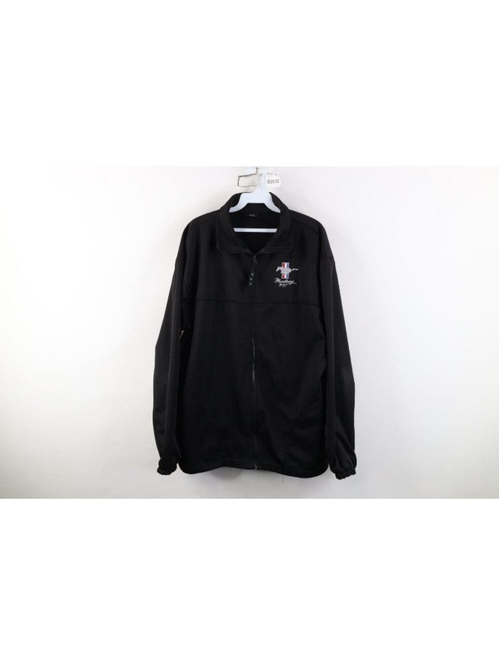 Vintage 90s Mens Large Ford Motor Co Ford Mustang Car Full Zip Jacket Black USA